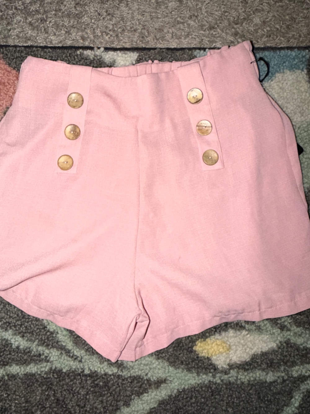 Haute Monde Pink High-Waist Button Detail Shorts
